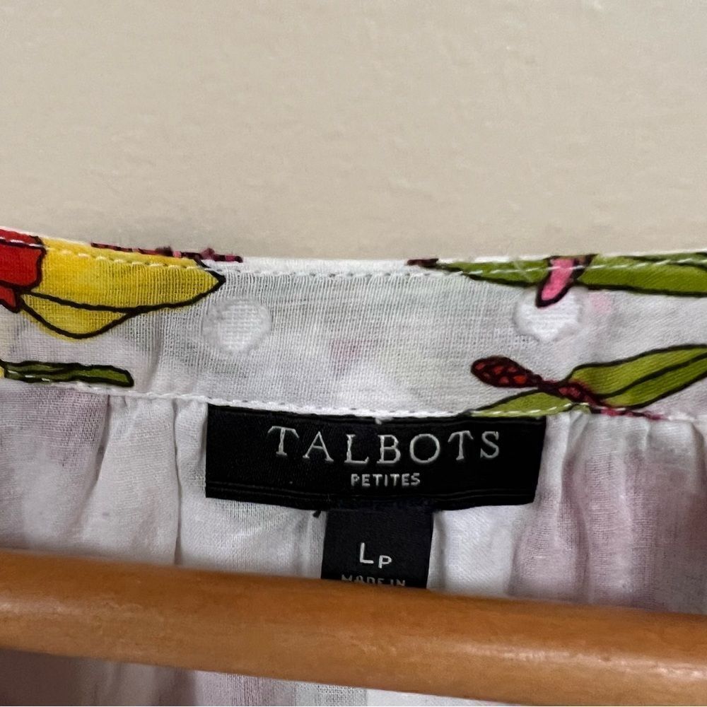 Talbots flowered cotton lightweight top   Size L/P - Picture 6 of 8